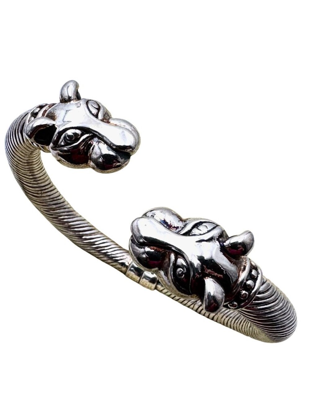 Sterling Silver Panther Bracelet Hinged Cuff 20 Gram 7.5"